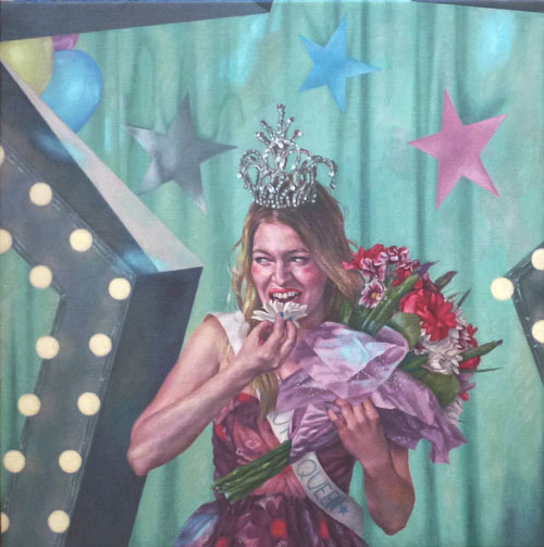 Roxana Halls. Beauty Queen, 2014. Oil on linen, 90 x 90 cm. © the artist.