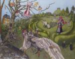 Roxana Halls. A Mad Tea Party & The Queen's Croquet-Ground, 2013. Oil on linen, 95 x 120 cm. © the artist.
