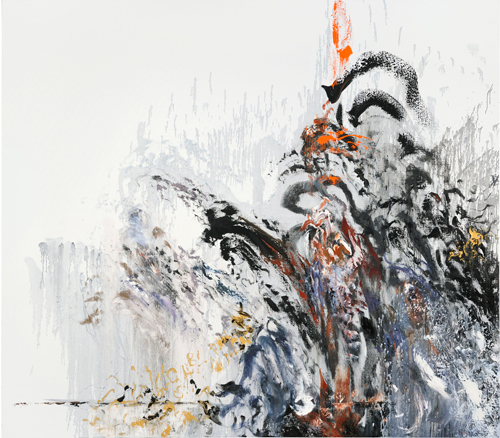 Maggi Hambling. Wall of water XIII, war, 2012. Oil on canvas, 78 x 89 in. © Maggi Hambling. Photograph: Douglas Atfield.