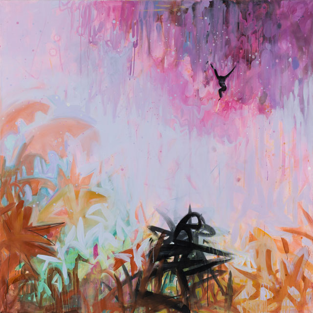 Susie Hamilton. Flamboyant Jungle 4, 2008. Acrylic on canvas, 182 x 182 cm. © the artist. Courtesy of Paul Stolper, London.