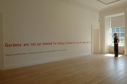 Ian Hamilton-Finlay. 'Sentences'at Inverleith House, Royal Botanic Garden, Edinburgh. 2005