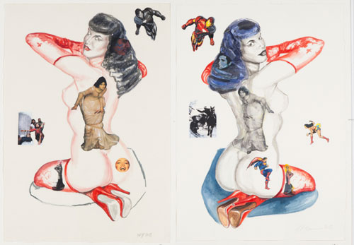 Margaret Harrison. You Looking at Me?, 2013. Watercolour on paper, 28 x 19 1/4 in each. Photograph: Casey Dorobek, courtesy of 
Ronald Feldman Fine Arts, New York.