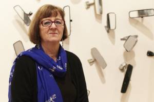 Margaret Harrison at the Northern Art Prize exhibition, Leeds, 2013. Photograph: Simon Warner, courtesy of the artist.