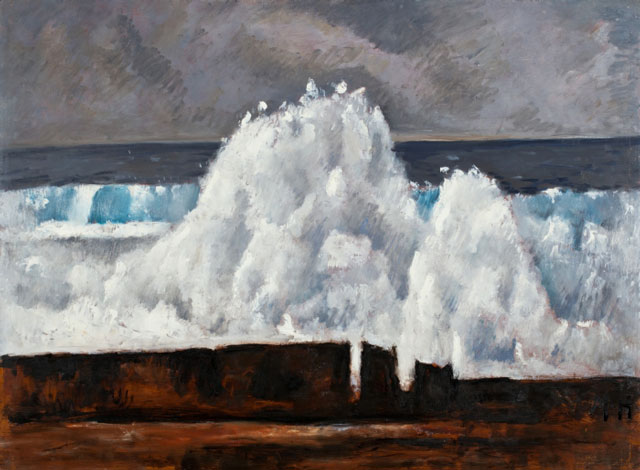 Marsden Hartley. The Wave, 1940. Oil on masonite-type hardboard, 30 1⁄4 x 40 7/8 in (76.8 x 103.8 cm). Worcester Art Museum.