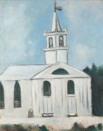 Marsden Hartley. Church at Head Tide, Maine, 1938. Oil on commercially prepared paperboard (academy board), 281/8 x 221/8 (71.4 x 56.2 cm). Colby College Museum of Art, Waterville, Bequest of Adelaide Moise.