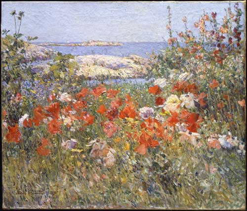 <i>Celia Thaxter's Garden, Isles of Shoals</i>, Maine, 1890. Oil on canvas 
        17-3/4 x 21-1/2 in. (45.1 x 54.6 cm). The Metropolitan Museum of Art, 
        New York, Anonymous Gift, 1994 (1994.567)