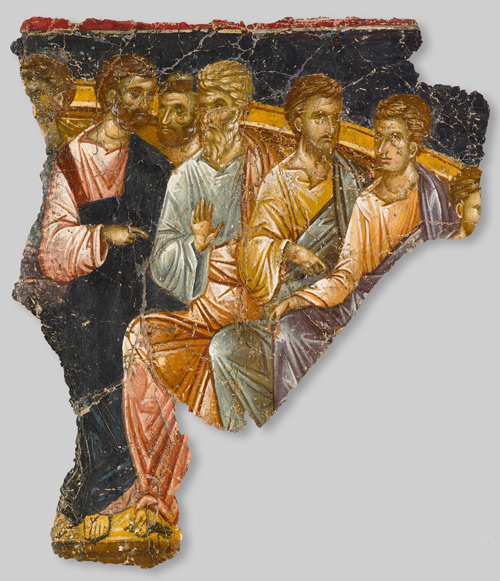 Fragment of a wall painting of the washing of the feet, 1360-1380. Fresco, overall: 92 x 78 x 6 cm (36 1/4 x 30 11/16 x 2 3/8 in.)
Musem of Byzantine Culture, Thessaloniki.