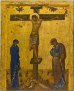 Icon of the Crucifixion, first half of 14th century. Tempera and gold on wood, overall: 103.6 x 84 x 4.5 cm (40 13/16 x 33 1/16 x 1 3/4 in.). Byzantine and Christian Museum, Athens.