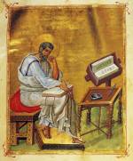 The Four Gospels with portrait of the evangelist Matthew, mid-10th century. Tempera, gold, and ink on parchment, overall: 34 x 25 cm (13 3/8 x 9 13/16 in.). National Library of Greece, Athens.