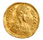 Unknown Artist. Hyperpyron of John V Palaiologos, 1341-1391. Gold, diameter: 2.5 cm (1 in.). Numismatic Museum, Athens
