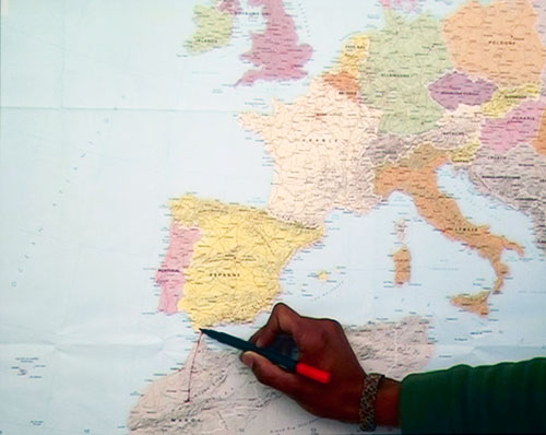 Bouchra Khalili. Mapping Journey #7, from “The Mapping Journey Project,” 2008–11 (still). Video, colour, sound; 6 min. Courtesy the artist and Galerie Polaris, Paris.
