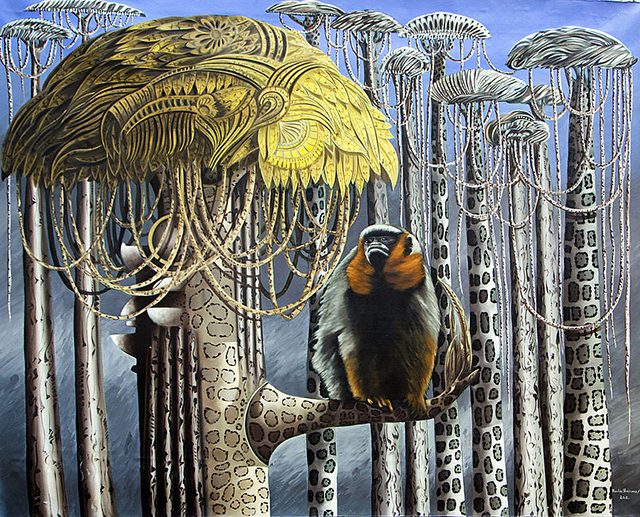 Nicolás Herrera. Habitante del Bosque, 2012. Oil on canvas. 130 x 130 cm. Courtesy of the artist.