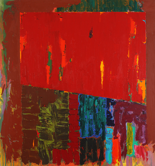 John Hoyland. <em>Shelta 7.2.78. </em>Acrylic on cotton duck, 243 x 229 cm. Not previously exhibited. Illustrated in <em>John Hoyland</em>; Mel Gooding, Thames & Hudson 2006.