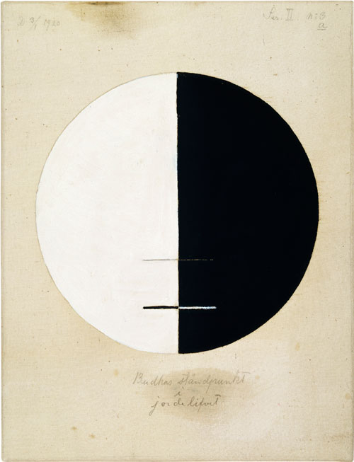 Hilma af Klint. Buddha’s Standpoint in Worldly Life, Series II, No. 3a, 1920. Oil on canvas, 37 x 28 cm. © Stiftelsen Hilma af Klints Verk, Photograph: Moderna Museet/Albin Dahlström.