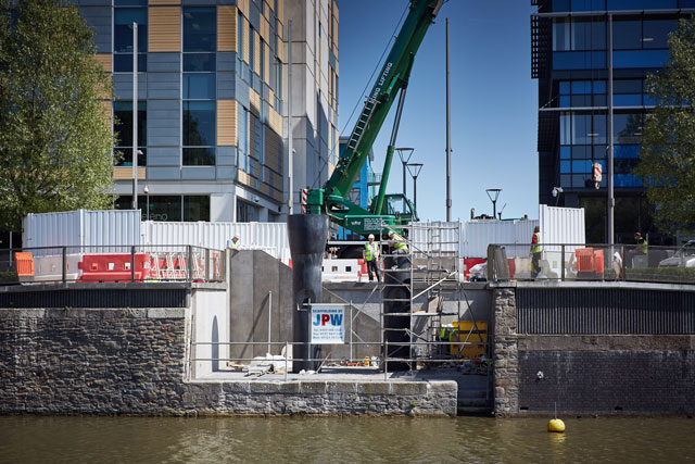 Roger Hiorns. The retrospective view of the pathway, 2016. Installation view,  Temple Quay Central, Bristol.