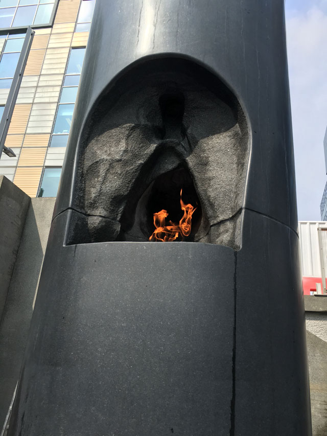 Roger Hiorns. The retrospective view of the pathway, 2016. View of the furnace. Temple Quay Central, Bristol.