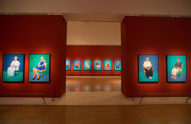 Installation view of David Hockney RA: 82 Portraits and 1 Still-life. © David Parry/Royal Academy of Arts.