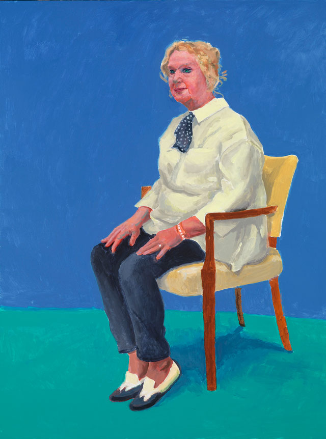 David Hockney. Celia Birtwell, 31st August, 1st, 2nd September 2015. Acrylic on canvas, 121.9 x 91.4 cm. © David Hockney. Photograph: Richard Schmidt.