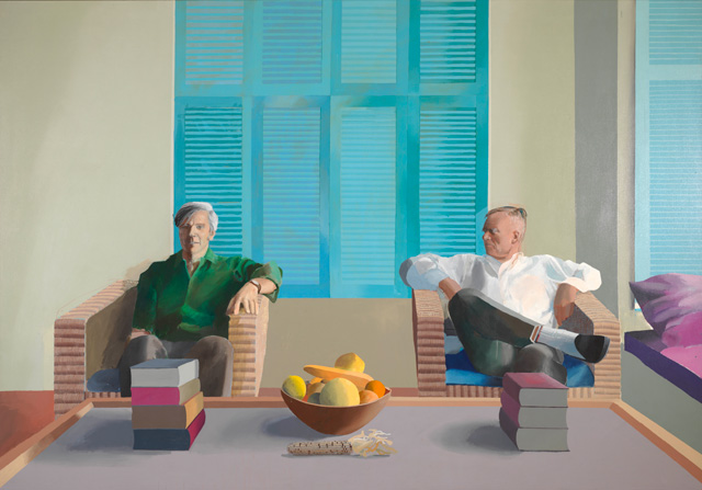 David Hockney. Christopher Isherwood and Don Bachardy, 1968. Acrylic paint on canvas, 212 x 303.5 cm. Private collection. © David Hockney.