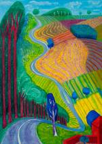 David Hockney. Going Up Garrowby Hill, 2000. Oil paint on canvas, 213.4 x 152.4 cm. Private collection, Topanga, California. © David Hockney.