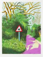 David Hockney. The Arrival of Spring in Woldgate, East Yorkshire in 2011 (twenty eleven) - 5 May. iPad drawing printed on paper, 55 x 41-1/2in (139.7 x 105.4 cm). Edition of 25. © David Hockney / Richard Schmidt.