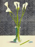 David Hockney. Lillies, 1971. Lithograph, 29 1/2 x 21 in, Edition: 65 & ed: 35. © David Hockney.