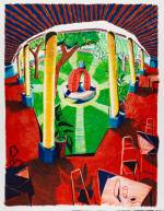 David Hockney. Views of Hotel Well III, 1984-85. Lithograph, 48 1/2 x 38 1/2 in. Edition: 80. © David Hockney / Tyler Graphics Ltd., Photograph: Richard Schmidt.
