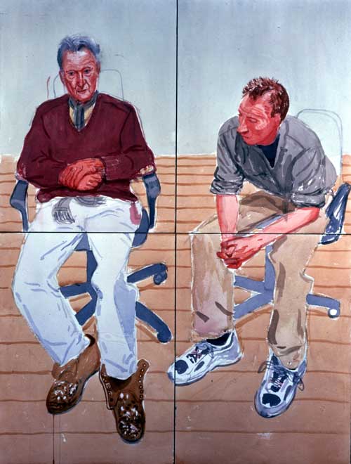 Lucien Freud and David Dawson 2002. Watercolour on paper (4 sheets) 122 x 91.5 cm.