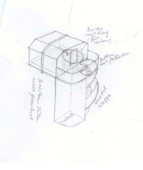 Carsten Höller.  Sketch of High Psycho Tank, 2014.   Photograph: Jens Ziehe  © Carsten Höller / Bildrecht Wien 2014  Sketch: © Carsten Höller, 2014.