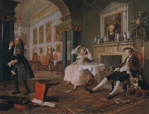 William Hogarth. <em>Mariage à la mode - 2: le tête à tête</em>, 1743. Huile sur toile, 70.5 x 90.8 cm. London, National Gallery © The National Gallery, London.