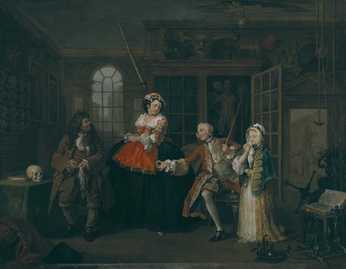 William Hogarth. <em>Mariage à la mode - 3: The inspection</em>, 1743. Huile sur toile, 70.5 x 90.8 cm. London, National Gallery © The National Gallery, London.