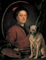 William Hogarth. <em>The painter and his pug</em>, 1745. Huile sur toile, 90 x 69.9 cm. London, Tate Britain © The Tate Gallery, London.