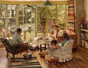Charles HH Burleigh. <em>The Burleigh Family Taking Tea at Wilbury Crescent, Hove</em>, c1947, Geffrye Museum