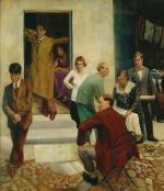 Richard Carline. <em>Gathering on the Terrace at 47</em>, Downshire Hill, Hampstead, c1924-25, Ferens Art Gallery, Hull
