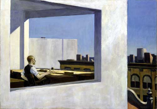 <i>Office in a Small City</i> 1953. Oil on canvas 71.1 x 101.6 cm. The 
        Metropolitan Museum of Art, George A. Hearn Fund 1953. Photocredit@ Copyright 
        1989 The Metropolitan Museum of Art