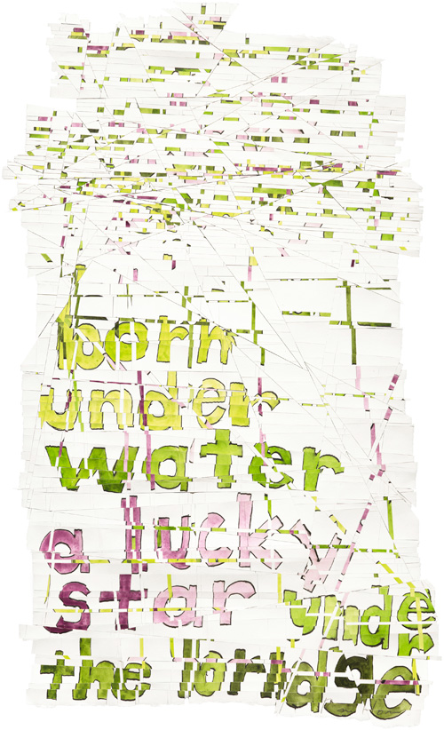 Roni Horn. Hack Wit - water star, 2014. Watercolour, pen and ink, gum arabic on watercolour paper, cellophane tape, 69.5 x 41.9 cm (27 3/8 x 16 1/2 in).