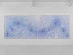 Shirazeh Houshiary. A Deluge, 2015. Pencil and pigment on white aquacryl on canvas and aluminium, 190 x 540 cm (190 x 270 cm each). © the artist. Courtesy Lisson Gallery, London.