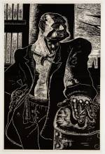 Peter Howson. The Noble Dosser, 1988. Two part woodcut, 183 x 121 cm (72 x 47 3/4 in), edition of 30. © Peter Howson, Courtesy of Flowers Gallery London and New York.