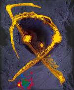 John Hoyland. <em>Saffron Medusa</em>, 2010. Acrylic on cotton duck, 36 x 30 ins (91 x 76 cms). Courtesy of Beaux Arts.