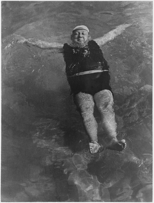 Karoly Escher. <em>Bank Manager at the Baths, Budapest</em>, 1938. Silver gelatin print, 392 x 290 mm. Hungarian Museum of Photography. Copyright Hungarian Museum of Photography.