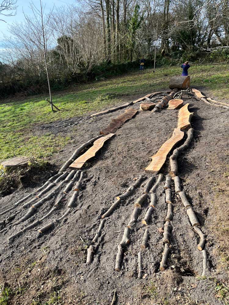 Ingela Ihrman, First Came the Landscape, 2022. Site-specific sculpture of a skeleton, installation view, the Eden Project. Photo: Veronica Simpson.