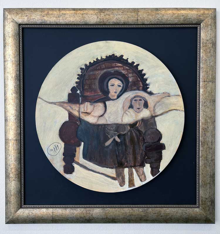 Kamala Ibrahim Ishag, La Pietà (Madonna), 2014. Oil on canvas
72 x 72 cm. Installation view, Serpentine Galleries, London. Photo: Veronica Simpson.