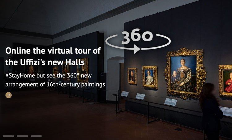 Uffizi website, 360 online tour. Screenshot captured 15 May 2020.