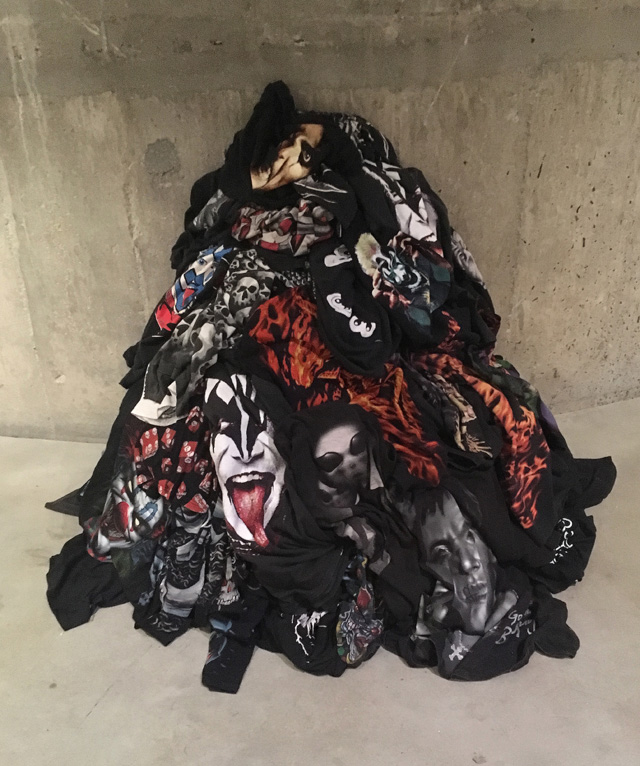 A pile of T-shirts, Anne Imhof: Sex at Tate Modern 2019. Photo: Veronica Simpson.