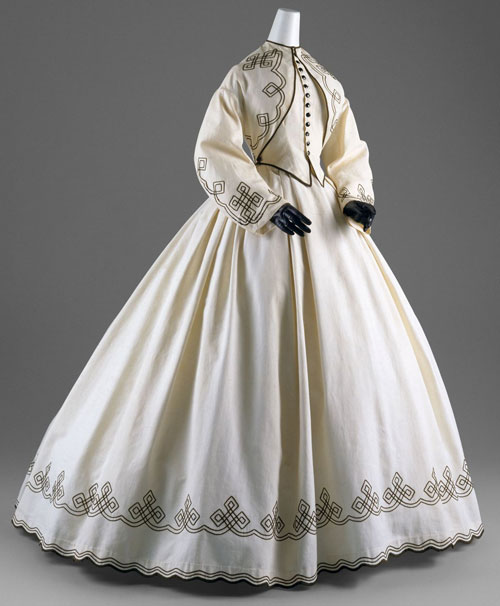 Day Dress, American, 1862–64. White cotton piqué with black soutache. The Metropolitan Museum of Art, New York. Gift of Chauncey Stillman, 1960 (C.I.60.6.11a, b).