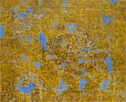 G R Iranna. Yellow carpet, 2015. Acrylic on canvas. 4 x 5 feet. Courtesy of the artist.
