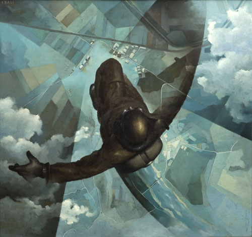 Tullio Crali. Before the Parachute Opens (Prima che si apra il paracadute), 1939. Oil on panel, 141 x 151 cm. Casa Cavazzini, Museo d’Arte Moderna e Contemporanea, Udine, Italy. Photograph: Claudio Marcon.