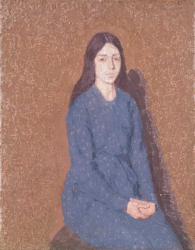 Gwen John, Girl in a Blue Dress, 1914. Oil on canvas, 41.8 x 34.5 cm. © Estate of Gwen John 2002. By permission of Amgueddfa Cymru - Museum Wales.