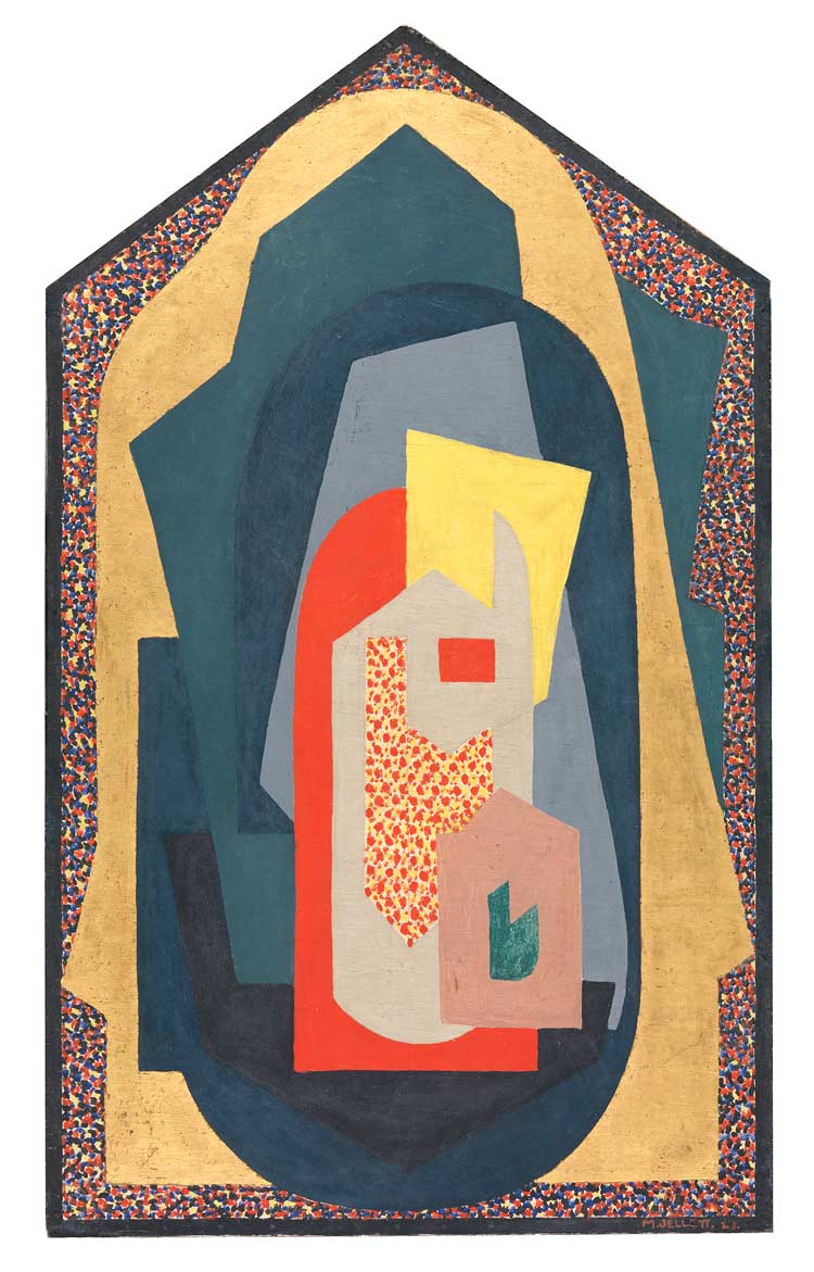 Mainie Jellett. Decoration, 1923. Tempera on wood panel, 89 x 53 cm. Photo, National Gallery of Ireland.