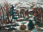 Evie Hone. Snow at Marley. Oil on board, 37 x 49 cm. © Geraldine Hone, Kate Hone and the FNCI. Photo, National Gallery of Ireland.
